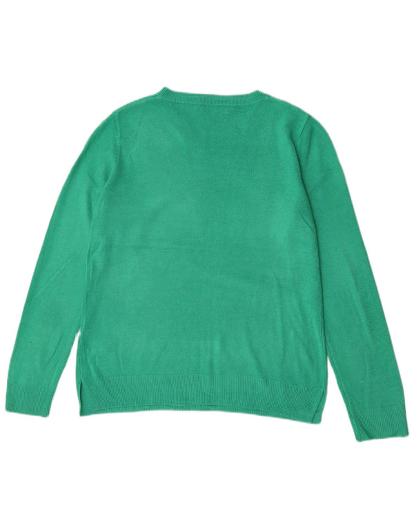 Marks & Spencer Womens Boat Neck Jumper Sweater UK 12 Medium Green Acrylic
