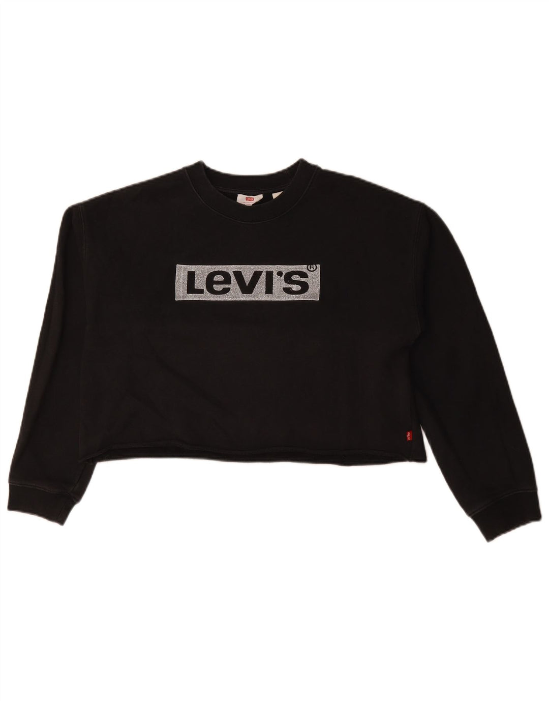 Levi's Top corto con grafica oversize da donna a maniche lunghe UK 10 piccolo nero