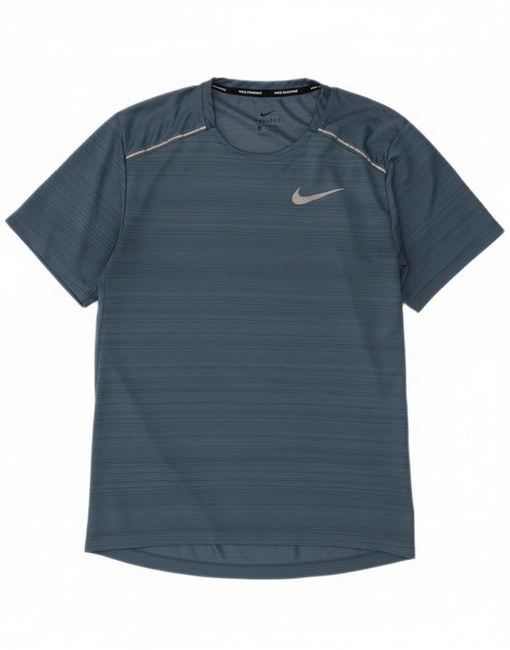 T-shirt Nike da uomo Dri Fit, piccola, in poliestere a righe blu