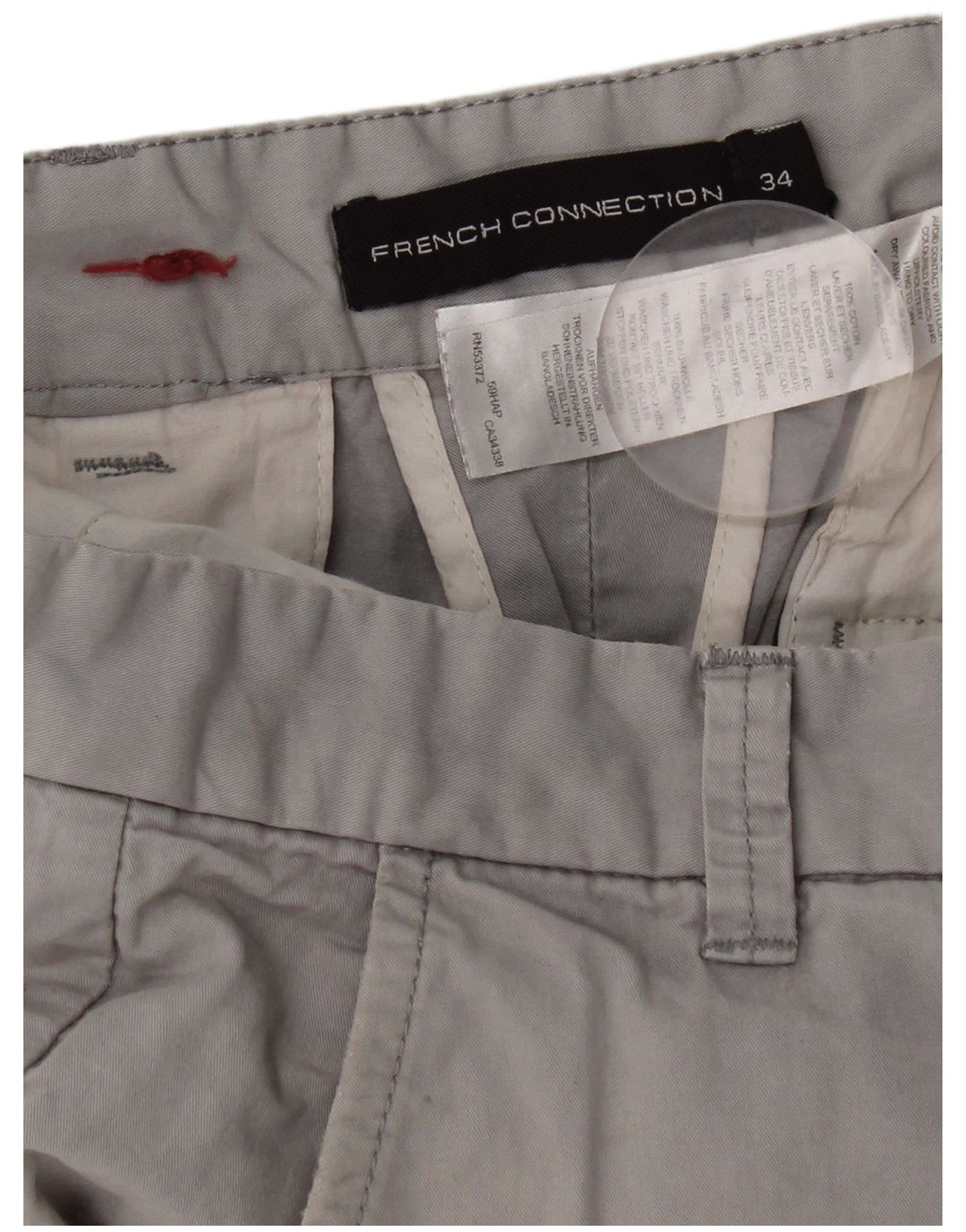 Pantaloncini chino da uomo French Connection W34 Large in cotone grigio