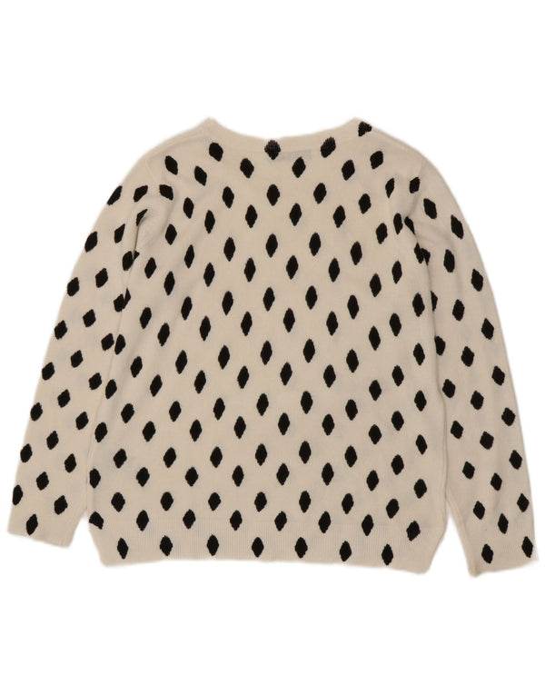 Maglione maglione con scollo a barchetta da donna Marks & Spencer UK 14 Grande bianco geometrico