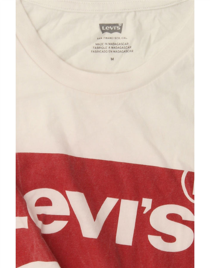 LEVI'S Womens Graphic T-Shirt Top UK 12 Medium White Vintage Levi's and Second-Hand Levi's from Messina Hembry 