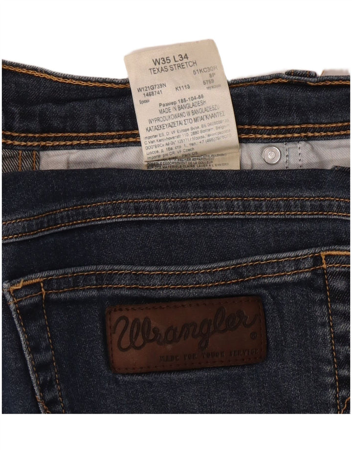 WRANGLER Mens Texas Stretch Straight Jeans W35 L34 Blue Cotton