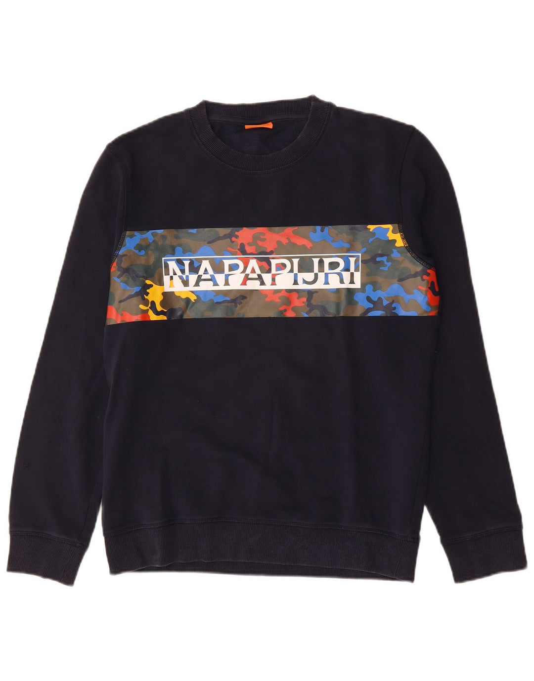 Felpa grafica da uomo Napapijri Maglione medio in cotone mimetico blu navy