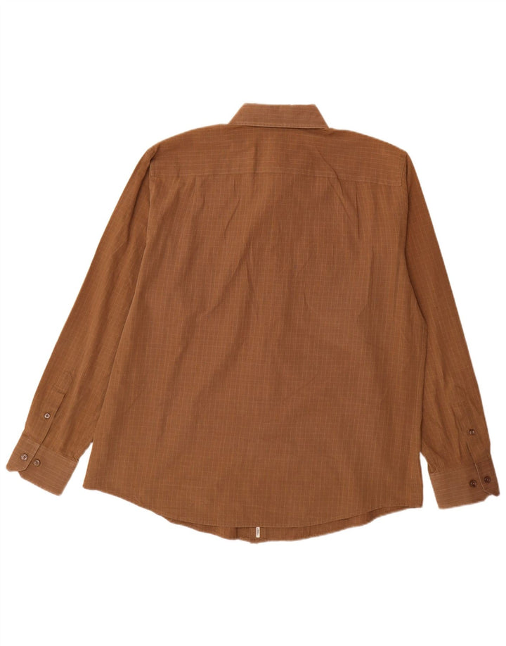 Camicia da uomo Dockers taglia 16 16 1/2 grande cotone a quadretti marrone