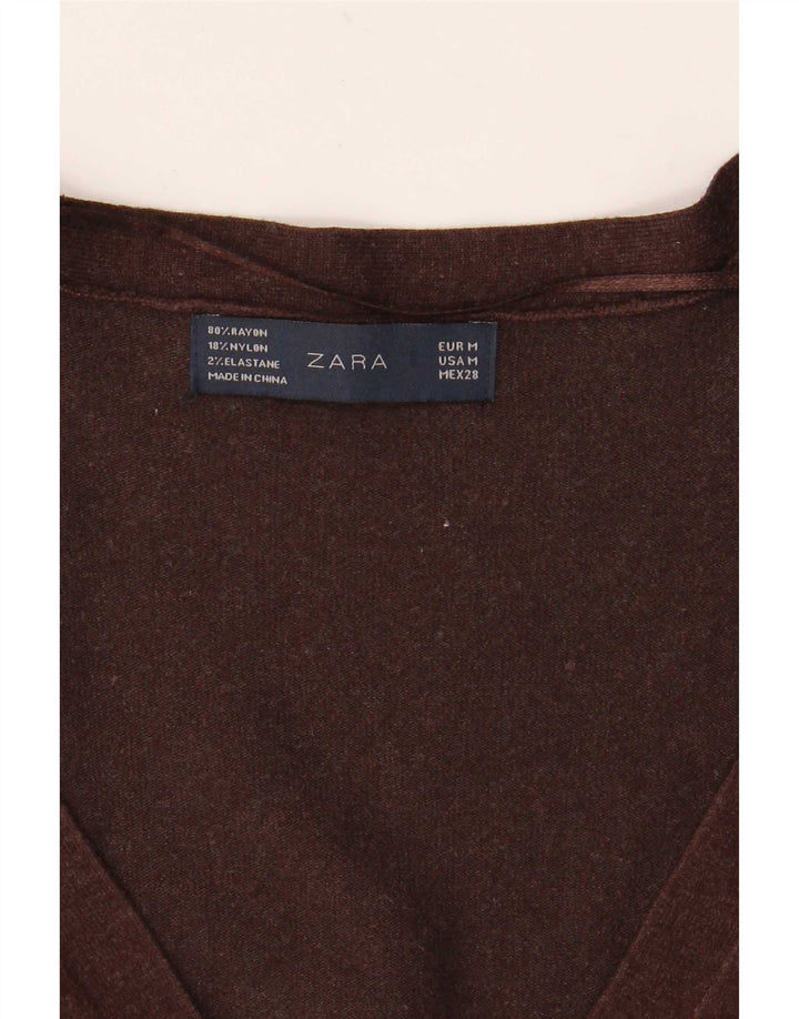 Maglione cardigan da donna Zara UK 12 Rayon marrone medio