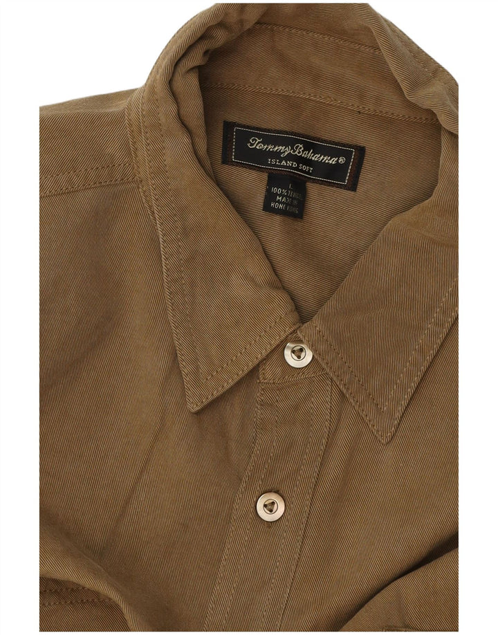 TOMMY BAHAMA Mens Shirt Large Khaki Tencel