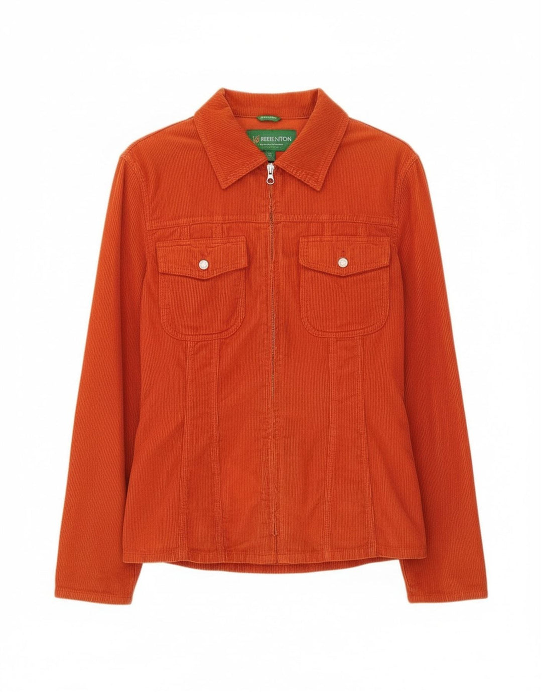 Camicia da donna in velluto a coste Benetton UK 14 cotone arancione medio