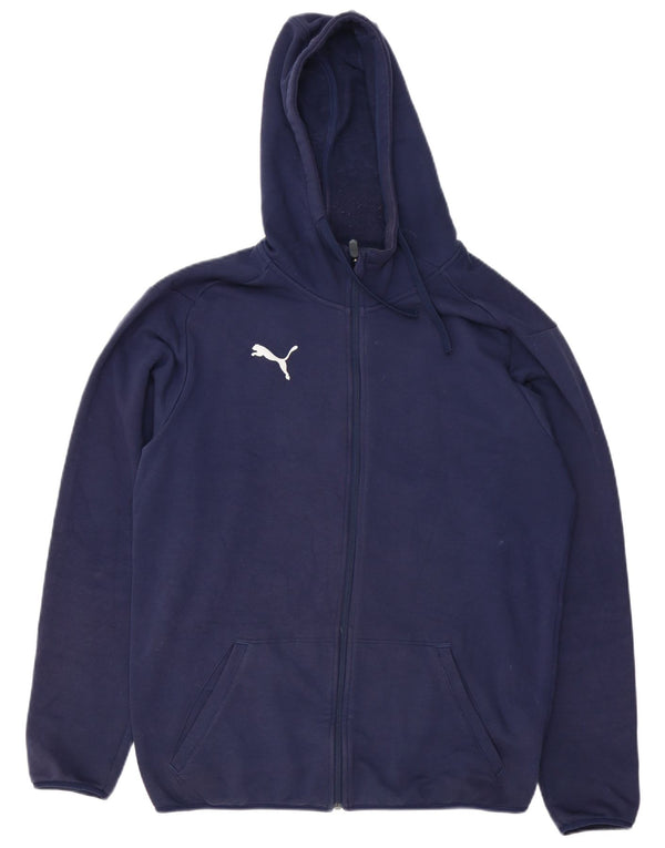 Felpa con cappuccio e zip da uomo Puma in cotone blu navy medio