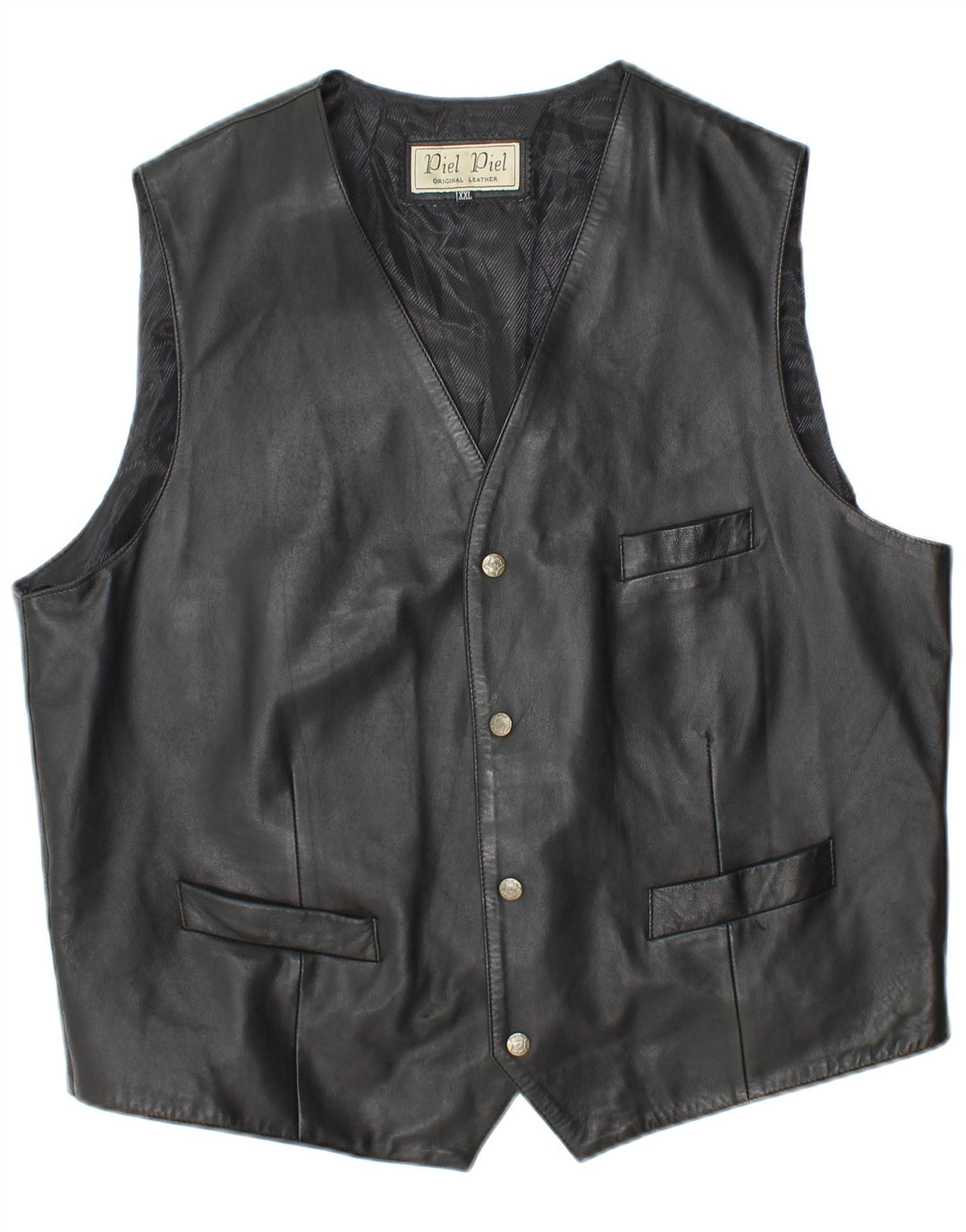 Gilet in pelle da uomo vintage 2XL in pelle nera