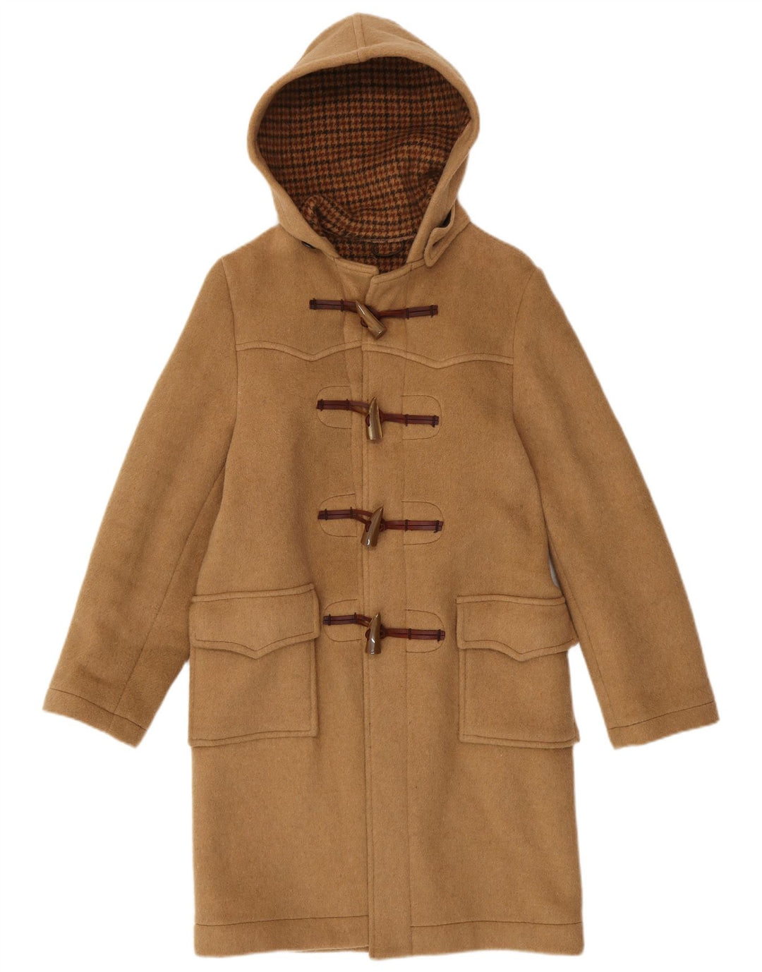 Montgomery con cappuccio da donna VINTAGE UK 10 piccolo beige