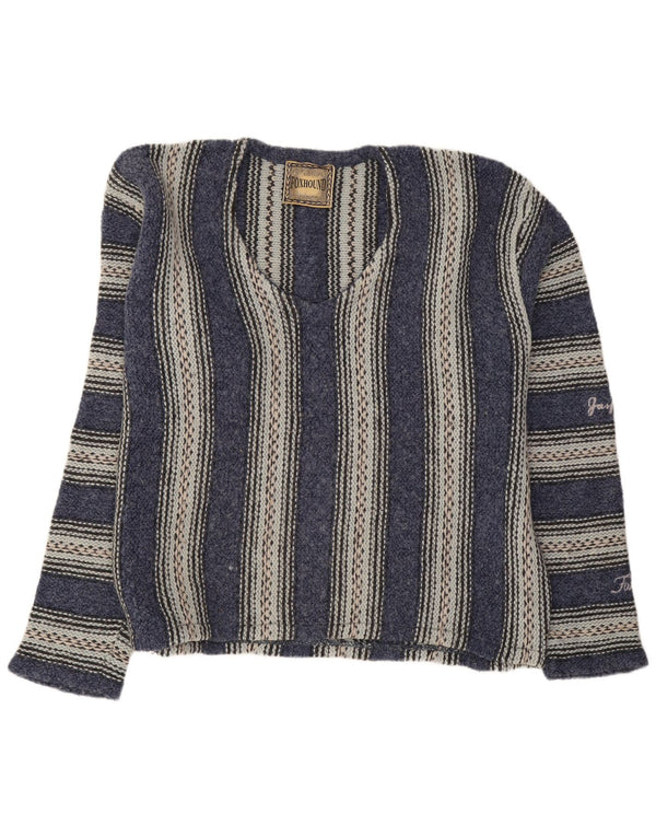 Maglione da uomo con scollo a V Foxhound, grande a righe blu navy