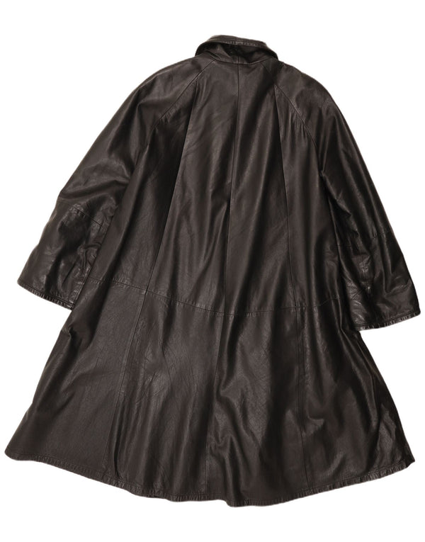 Cappotto in pelle vintage da donna IT 42 medio in pelle nera