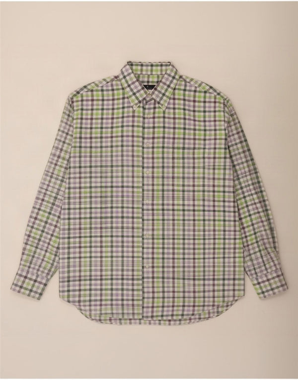 Fabio Inghirami Camicia in flanella da uomo taglia 43 17 XL a quadretti verdi