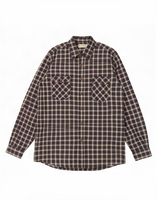 Camicia da uomo in flanella Crown taglia 45 XL in cotone a quadri blu navy