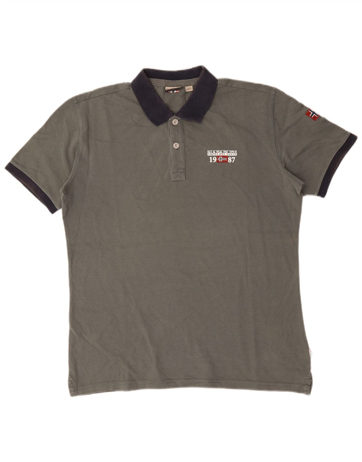 Polo da uomo Napapijri grande in cotone grigio