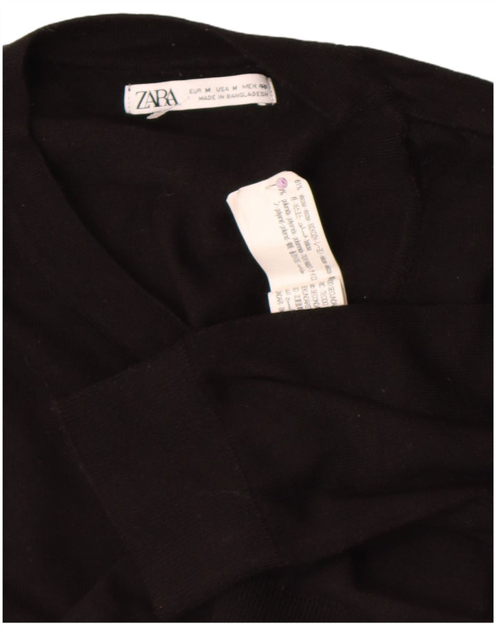 Maglione Zara da uomo girocollo in viscosa nera media