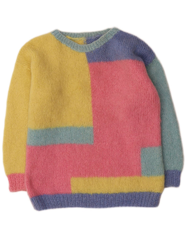 Maglione maglione vintage da donna con scollo a barca UK 16 grande multicolore