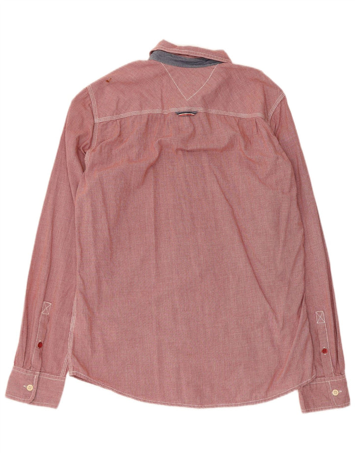 Camicia da uomo Tommy Hilfiger in cotone pied de poule rosso medio