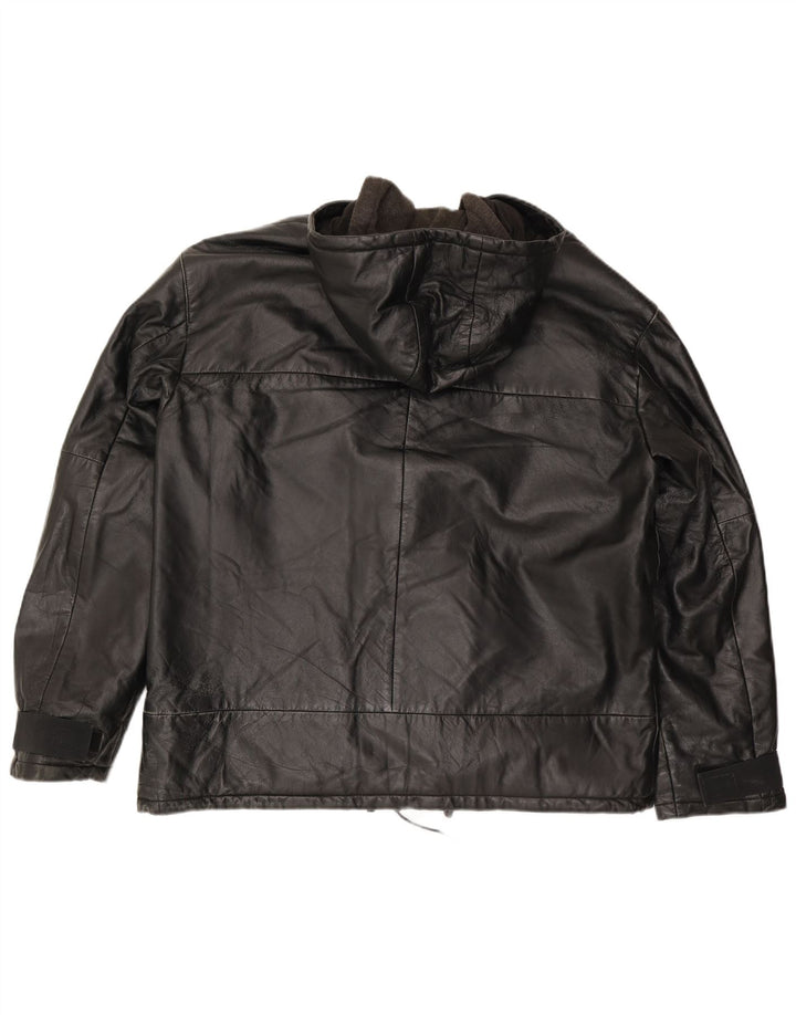 Giacca in Pelle Uomo Conbipel con Cappuccio IT 52 XL Pelle Nera