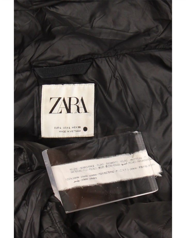 Giacca imbottita con cappuccio da donna Zara UK 16 grande poliestere nero