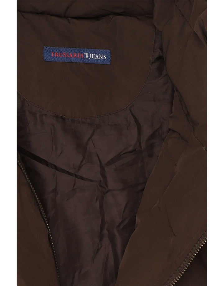 Piumino Donna Trussardi Jeans con Cappuccio IT 46 Large Marrone Poliestere