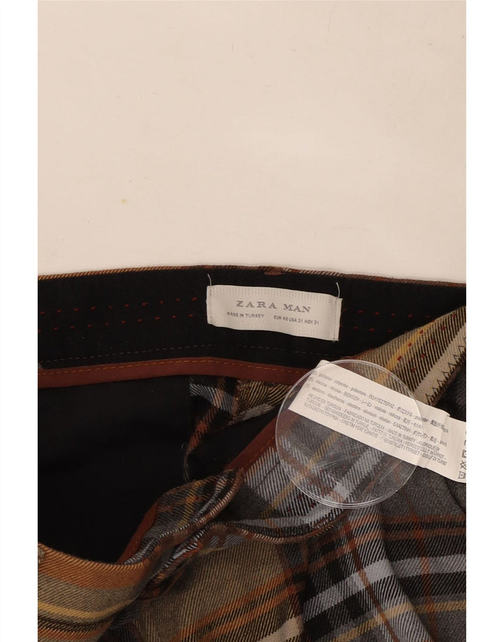 Pantaloni chino slim da uomo Zara EU 40 medi W31 L33 scozzese multicolore