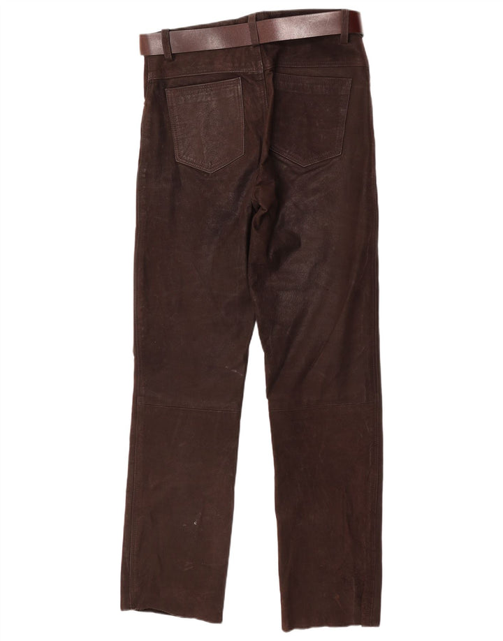 Pantaloni in pelle dritti da uomo Stockerpoint W34 L32 in pelle marrone