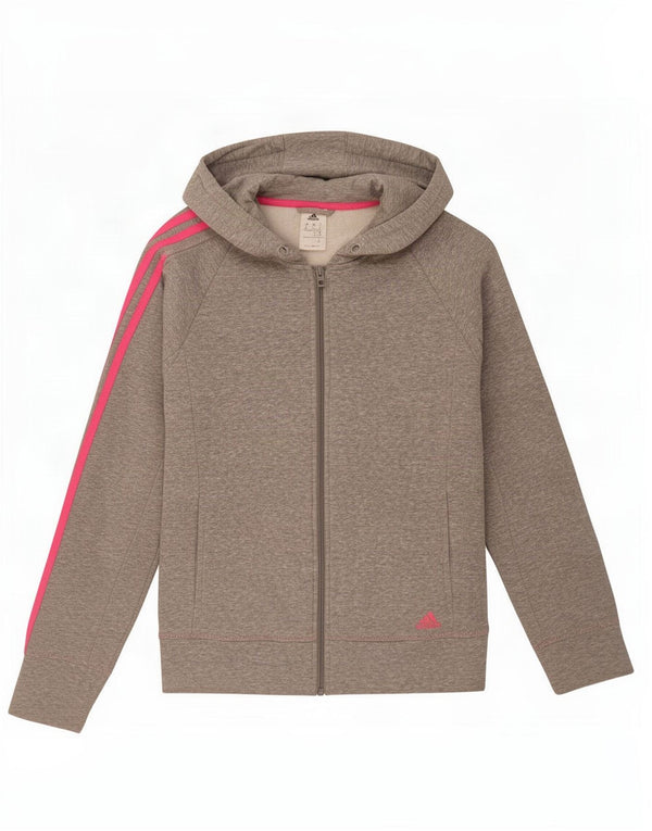 Maglione con cappuccio e zip da donna Adidas UK 12/14 Cotone chiazzato grigio medio