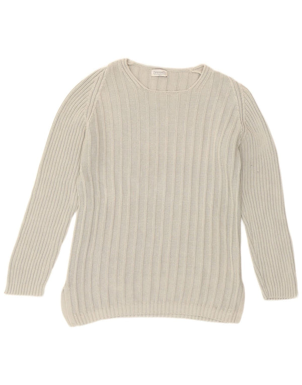 Maglione maglione con scollo a barca da donna Stefanel UK 10 piccolo cotone grigio