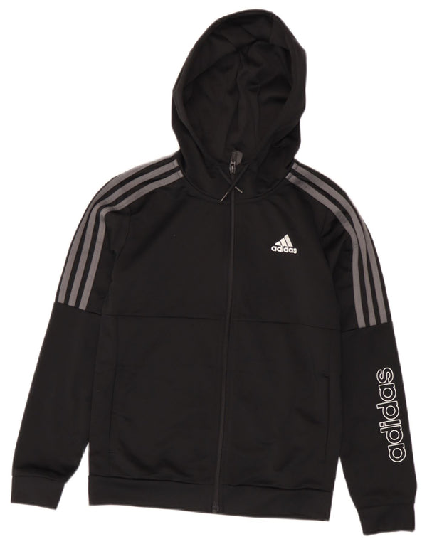 Felpa con cappuccio con zip grafica Adidas da ragazzo 11-12 anni in poliestere nero