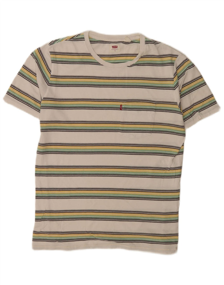 T-shirt da uomo Levi's Top piccola in cotone a righe bianche