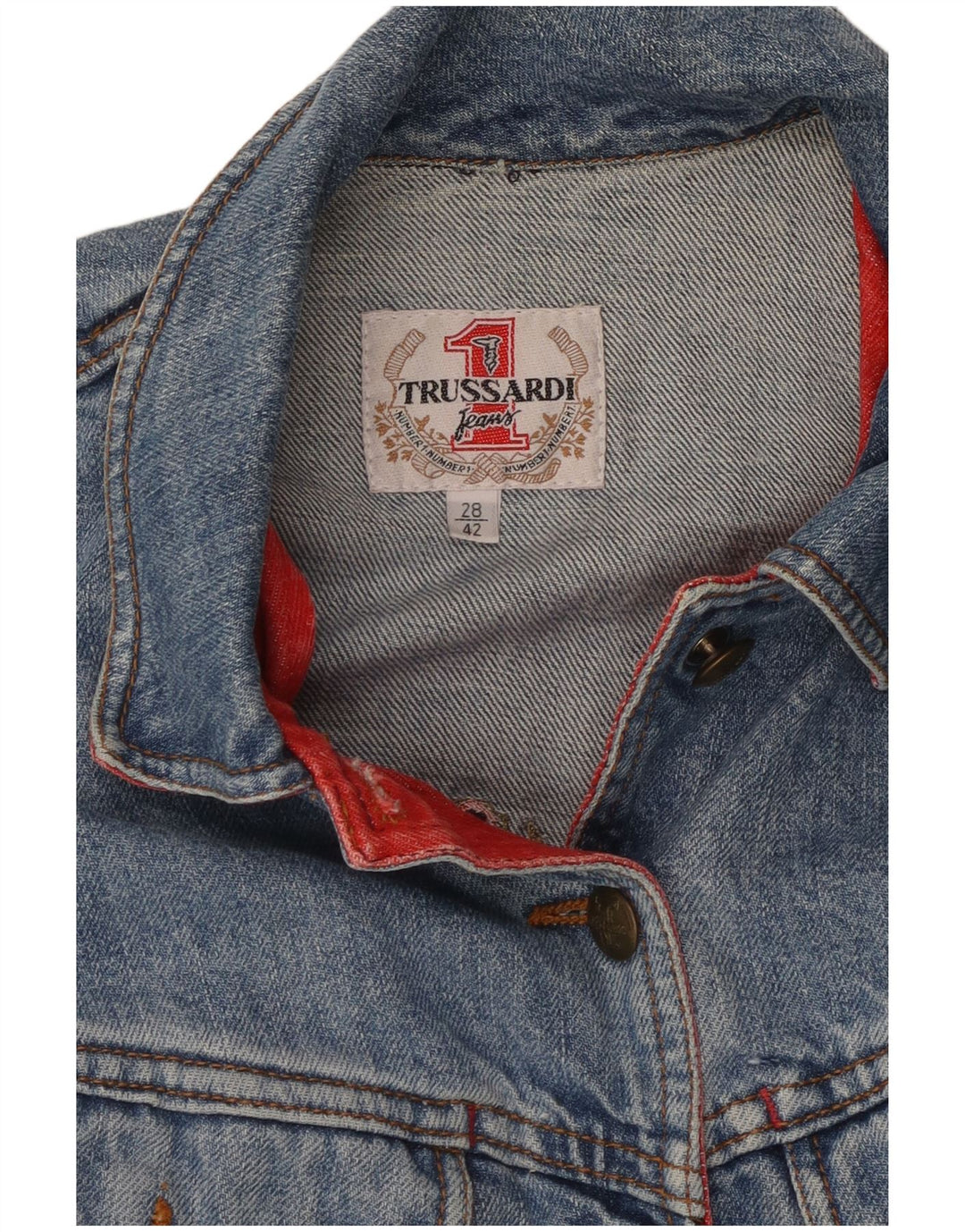 Giacca Bolero Donna in Denim Manica Corta TRUSSARDI IT 42 Blu Medio Cotone