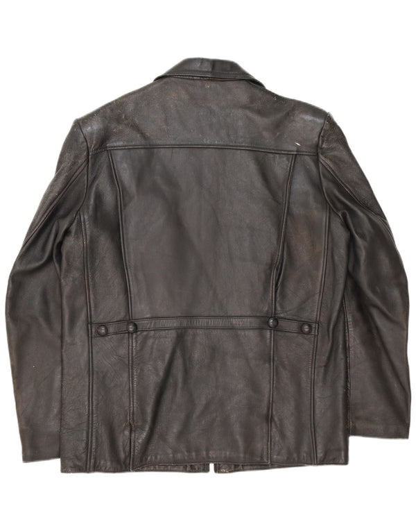 Giacca in pelle vintage da uomo UK 40 grande nera