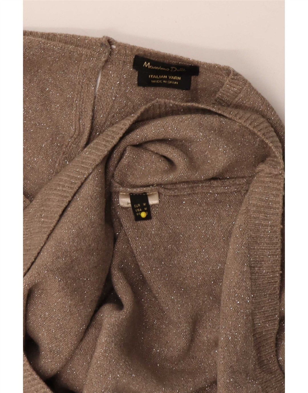Massimo Dutti Maglione da donna con scollo a V maniche a 3/4 UK 14 Marrone medio