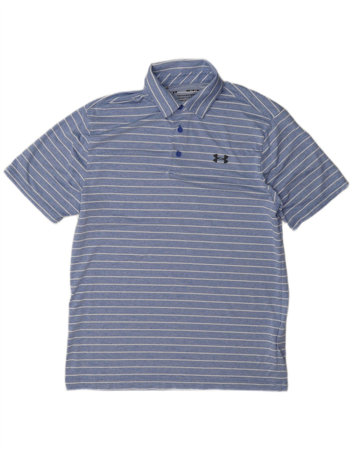 Polo da uomo Under Armour in poliestere gessato blu medio