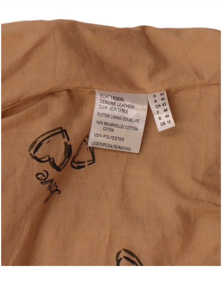 DAVID MOORE Giacca da motociclista corta da donna UK 16 Large Verde Colorblock in pelle