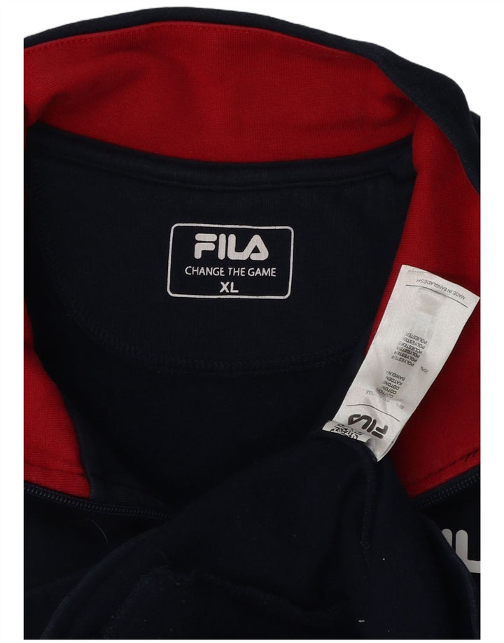 Giacca da ginnastica da uomo Fila XL in cotone color block blu navy