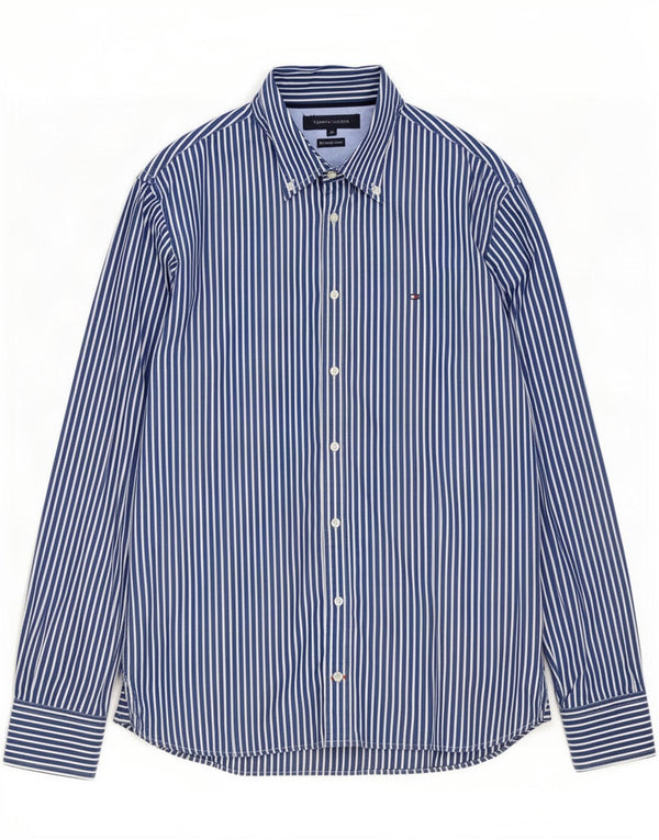 Camicia da uomo Tommy Hilfiger cotone gessato medio blu navy