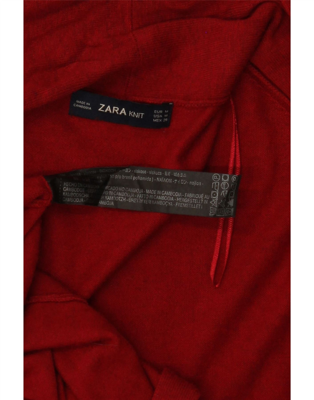 ZARA Womens Open Cardigan Sweater UK 14 Medium Red Viscose Vintage Zara and Second-Hand Zara from Messina Hembry 