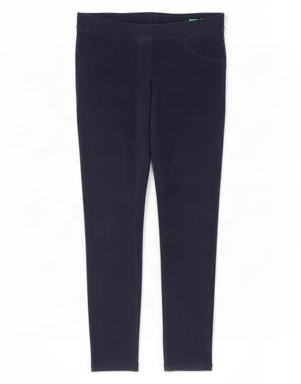 Pantaloni casual slim da donna Benetton W28 L28 Blu navy