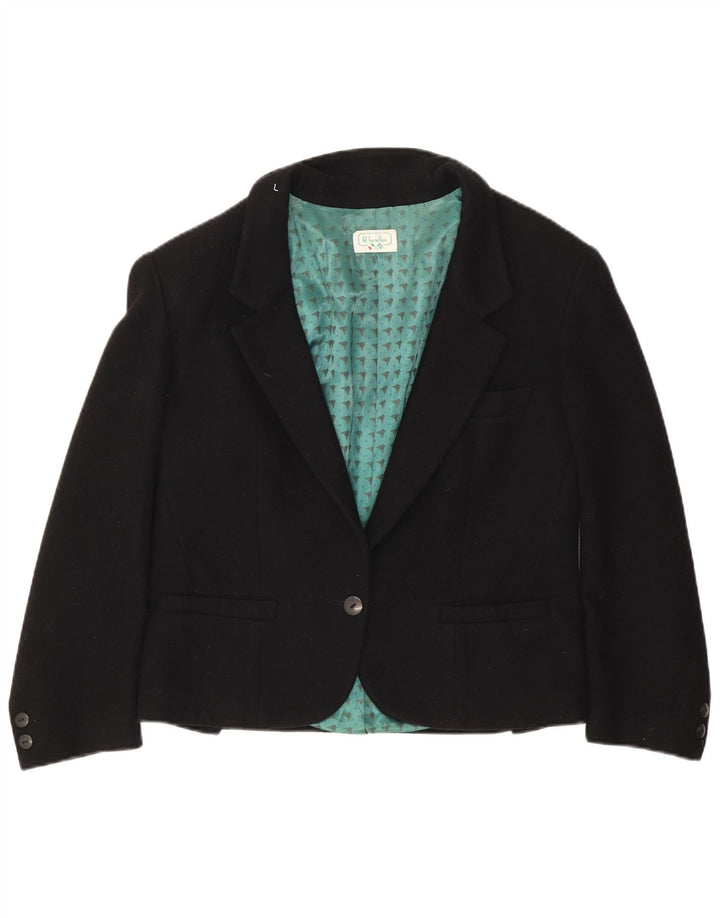 Giacca Blazer da Donna a 1 Bottone Benetton IT 44 Media Nera Lana