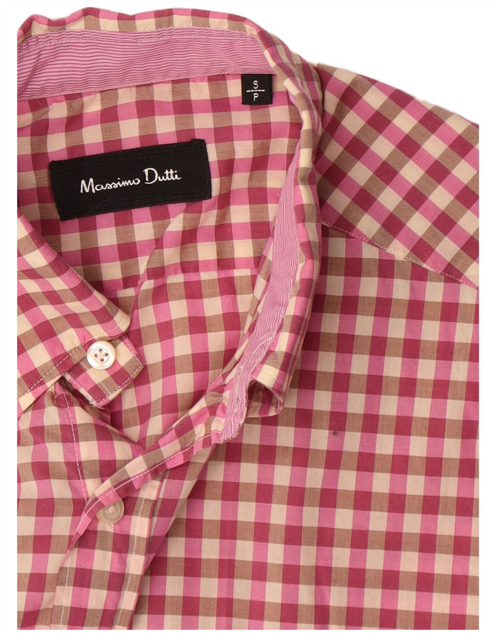 Camicia da uomo Massimo Dutti a quadri piccoli rosa