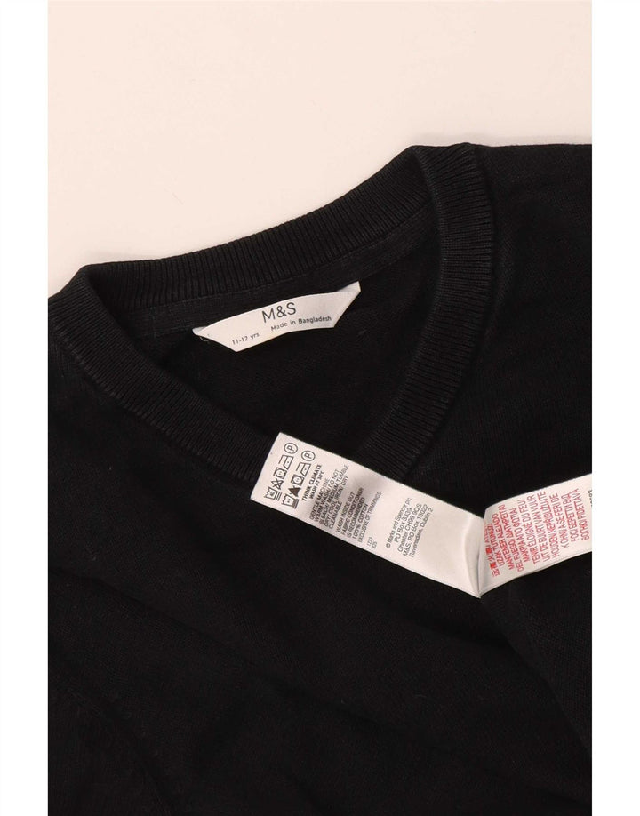 Maglione Marks & Spencer per ragazzi con scollo a V 11-12 anni in cotone nero