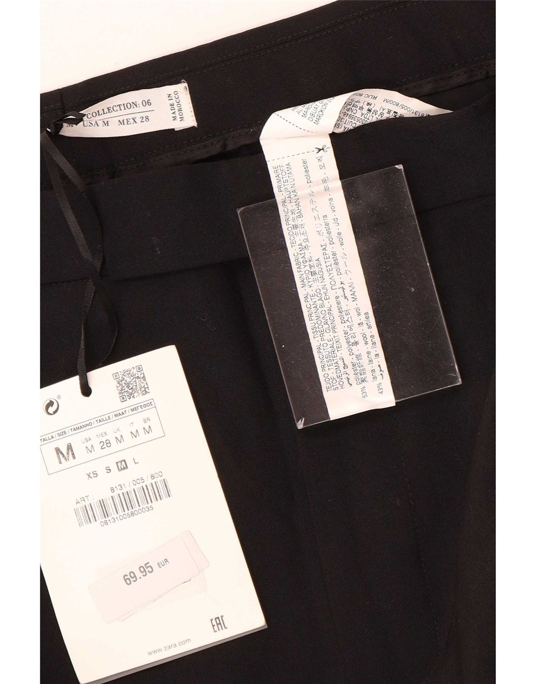 Pantaloni casual a gamba larga da donna Zara medi W28 L35 poliestere nero