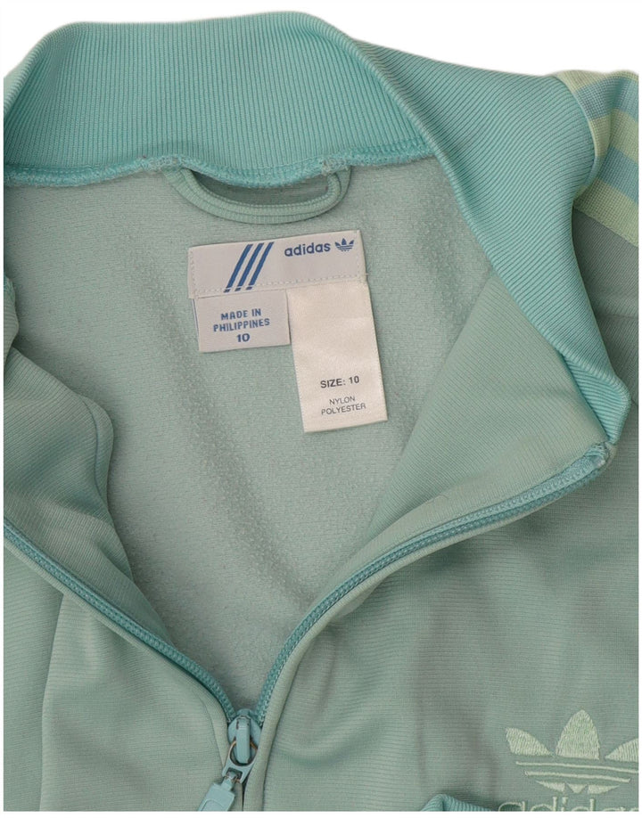 Giacca da tuta da donna Adidas UK 10 Small Turchese Colourblock Nylon