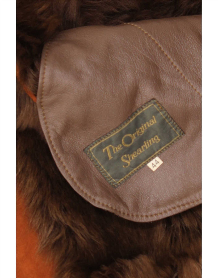 Cappotto in shearling vintage da donna dal taglio ampio IT 44 Marrone medio