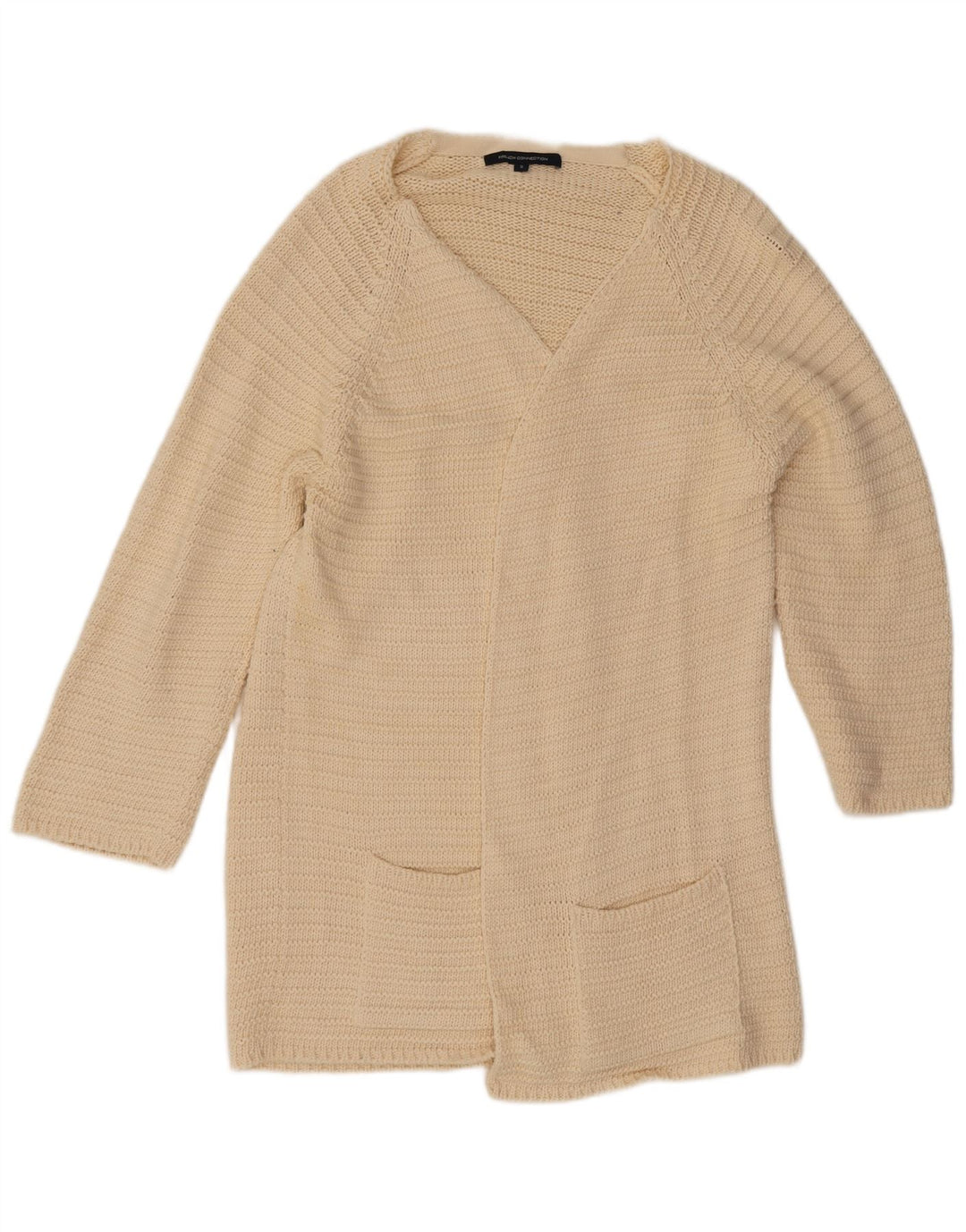 Maglione cardigan lungo da donna French Connection UK 10 piccolo bianco sporco