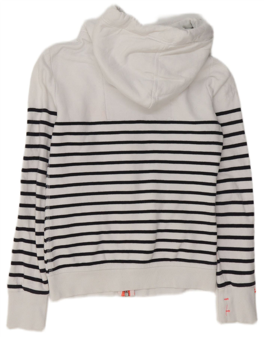 Maglione con cappuccio e zip da donna SUPERDRY UK 6 XS cotone a righe bianche