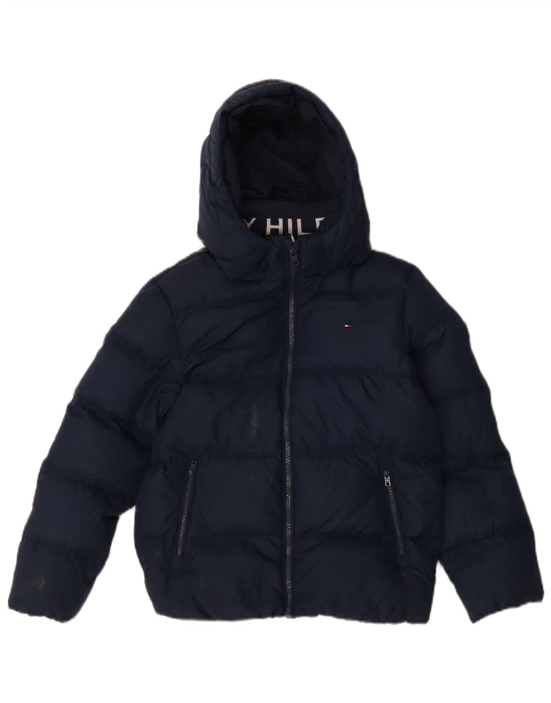 Giacca imbottita con cappuccio Tommy Hilfiger per ragazzi 9-10 anni in poliestere blu navy